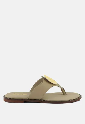 Kathleen Buckle Embellished Slip On Thong Sandals