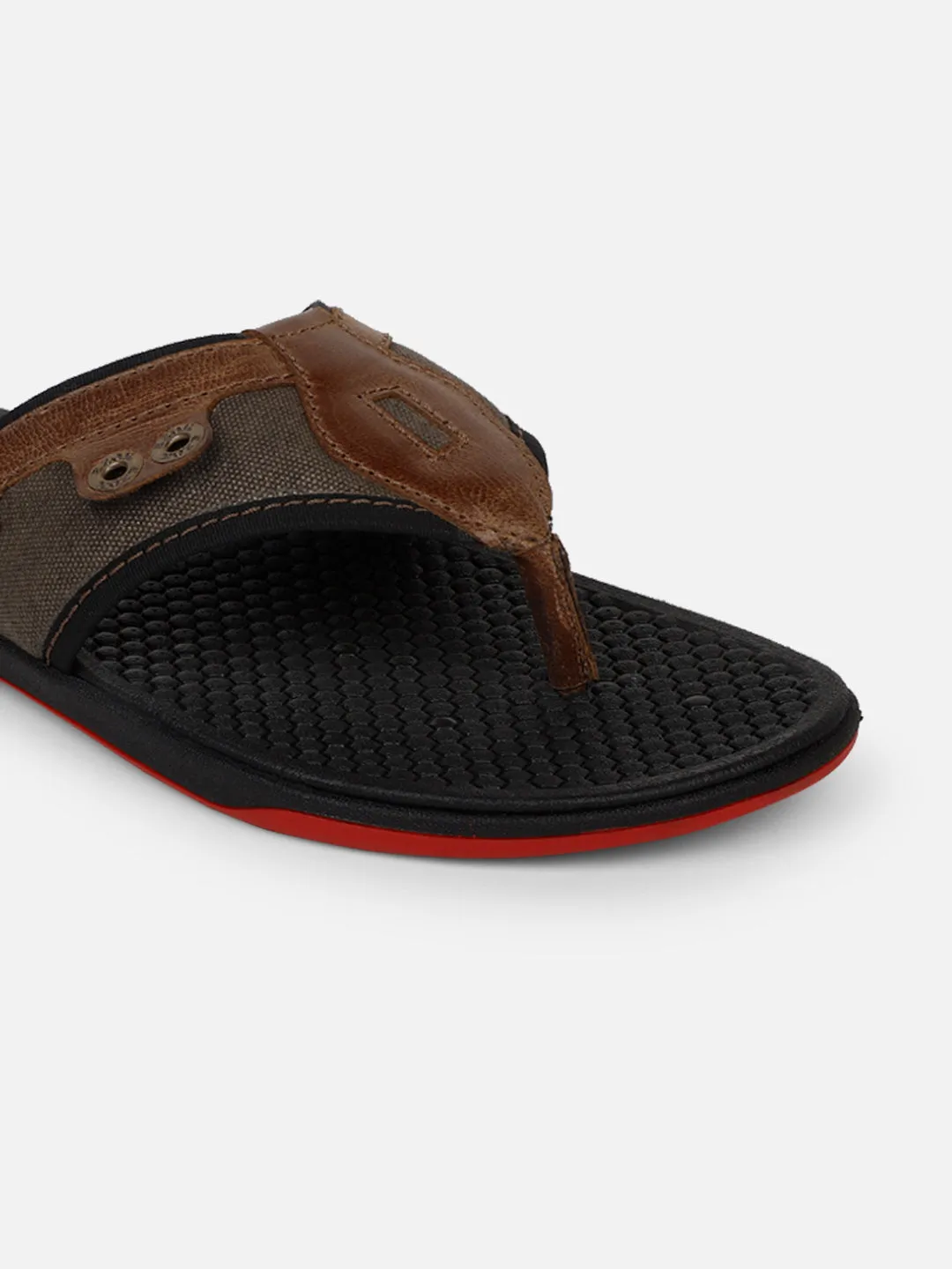 Leather Brown flipflops for men