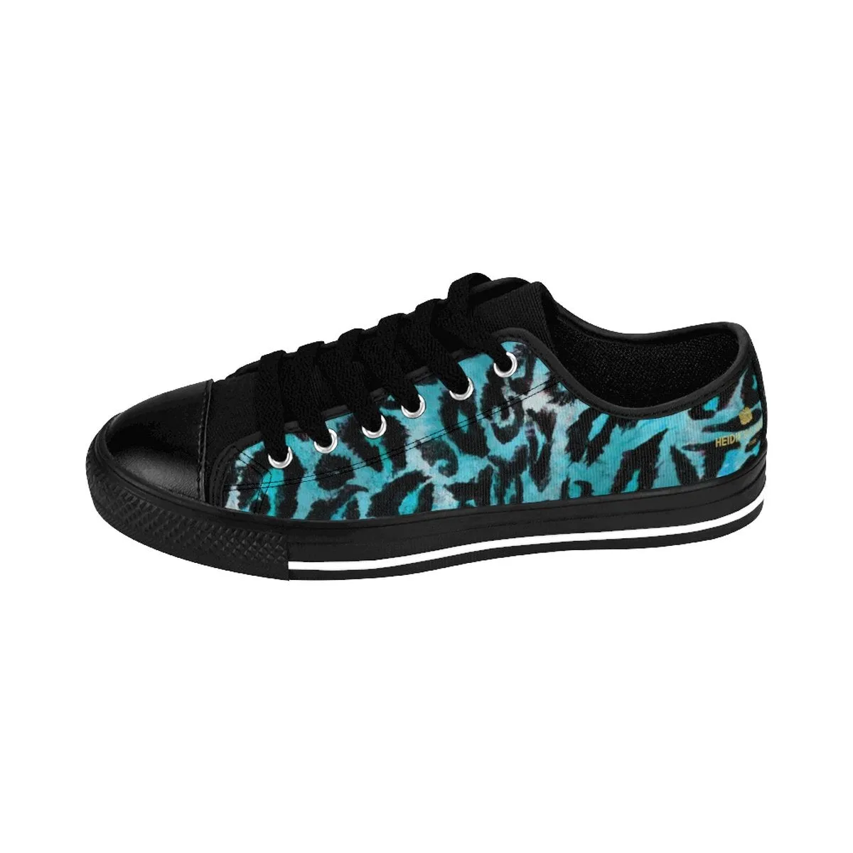 Light Blue Leopard Men's Shoes, Animal Print Premium Low Top Canvas Sneakers Tennis Shoes