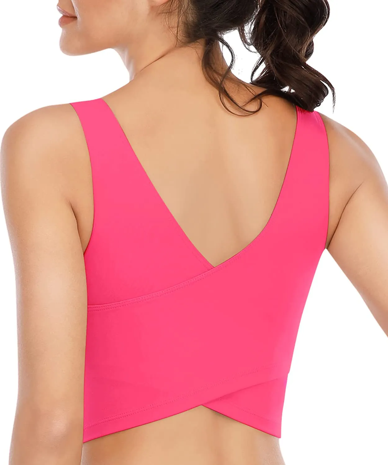 Longline Sports Bras for Women Workout Padded Sports Yoga Bra Tank Tops Crop Top