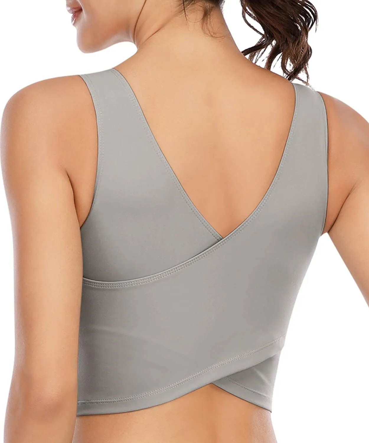 Longline Sports Bras for Women Workout Padded Sports Yoga Bra Tank Tops Crop Top