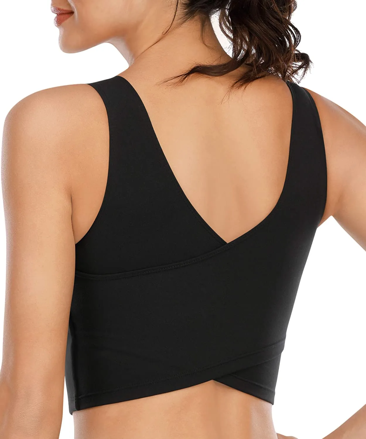 Longline Sports Bras for Women Workout Padded Sports Yoga Bra Tank Tops Crop Top