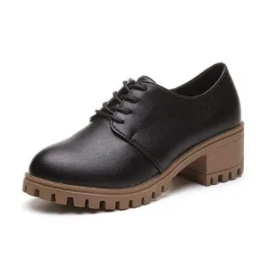 Low Top Black And Brown Women Oxford Boots