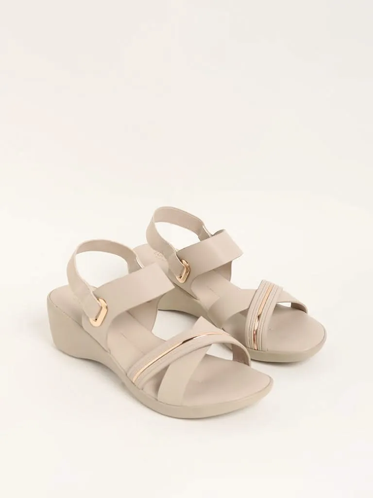 LUNA BLU Ivory Criss Cross Band Sandals