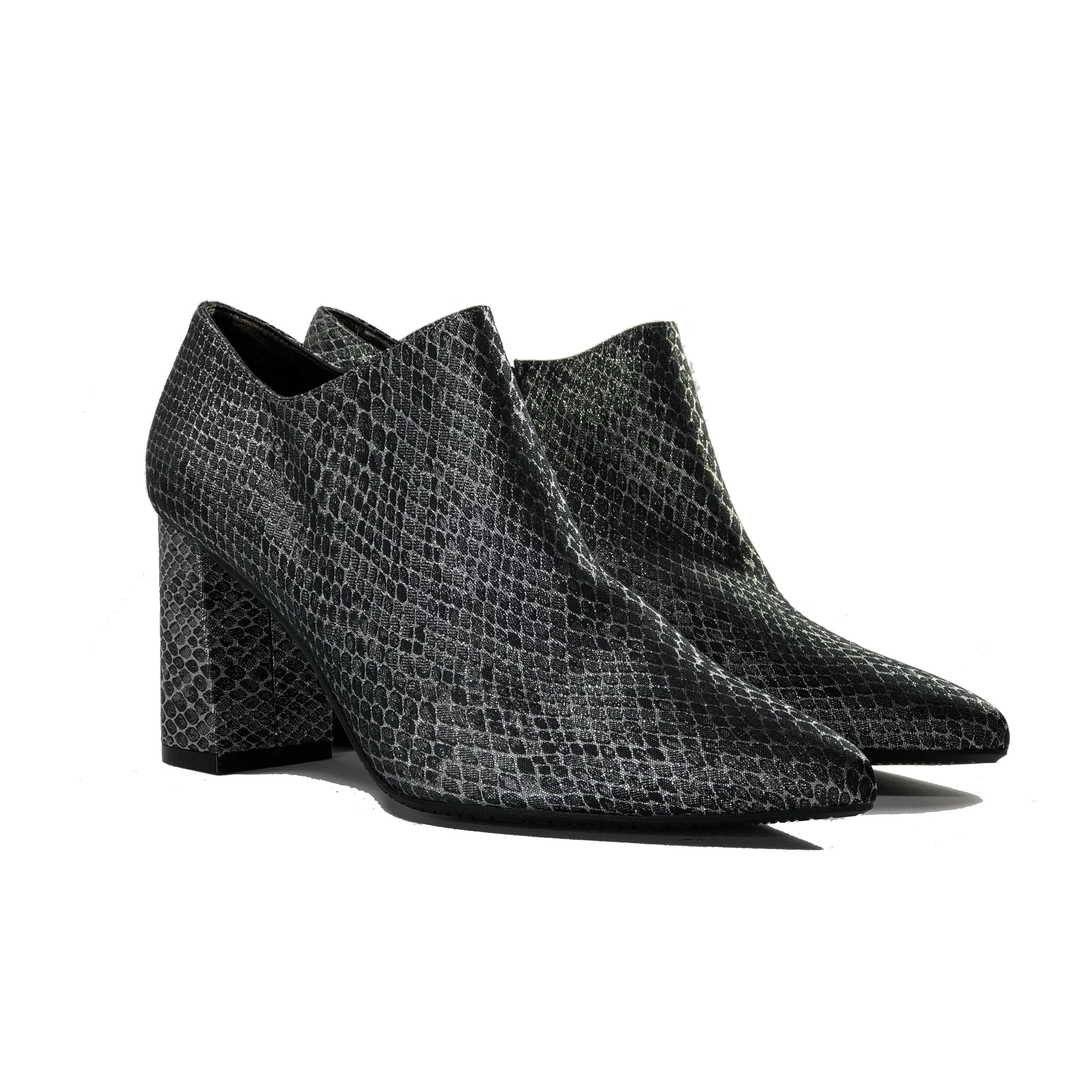 'Marnie' heeled bootie by Zette Shoes - charcoal snake