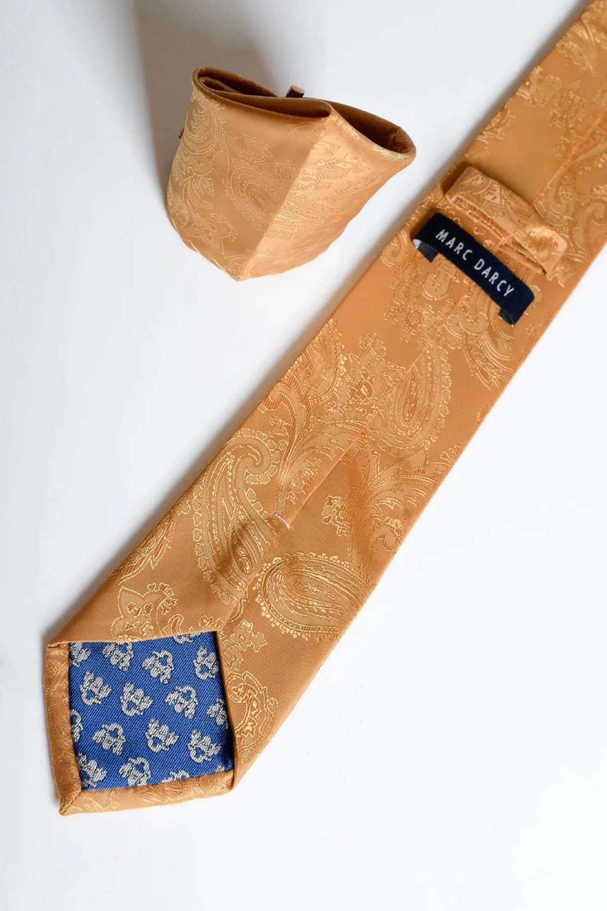 MD PAISLEY - Gold Paisley Tie and Pocket Square Set