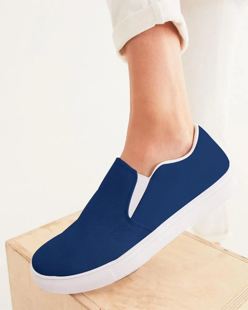 Medium Dark Blue Slip-On Canvas Sneakers | Women's | Medium Dark Pure Blue | C100M75Y0K60