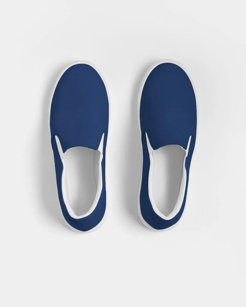 Medium Dark Blue Slip-On Canvas Sneakers | Women's | Medium Dark Pure Blue | C100M75Y0K60