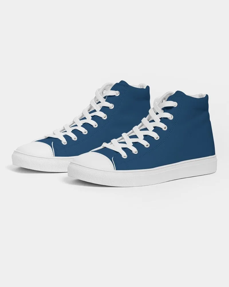 Medium Dark Blue Women's High-top Canvas Sneakers | Women's | Medium Dark Pure Blue | C100M50Y0K60