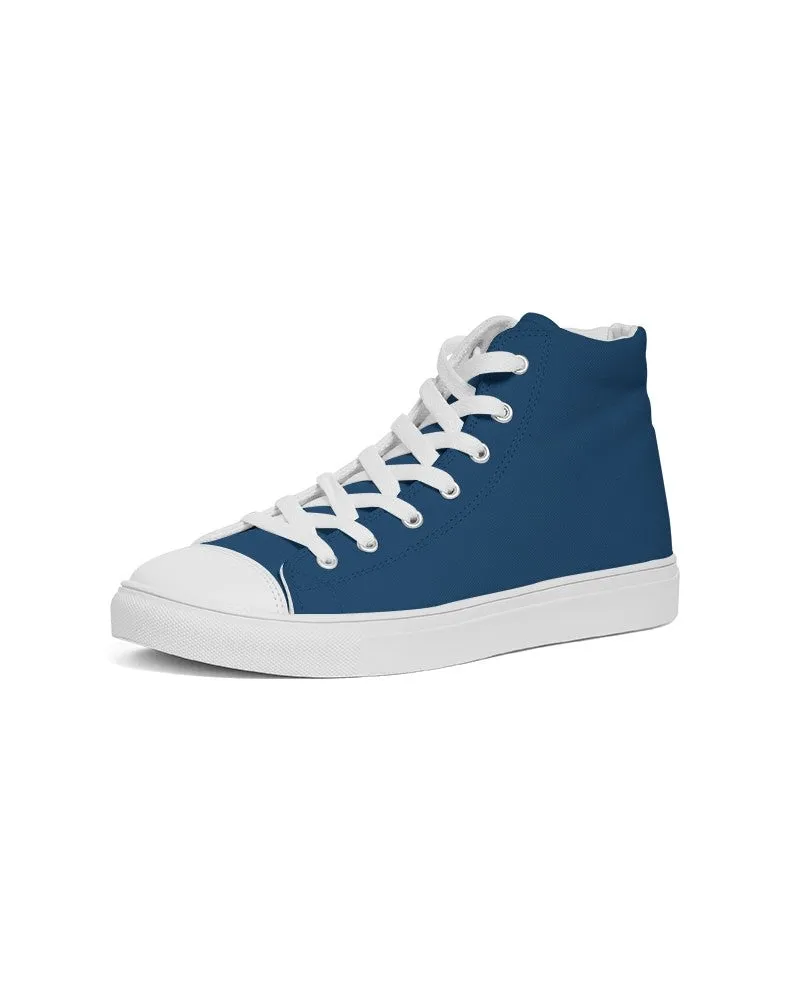 Medium Dark Blue Women's High-top Canvas Sneakers | Women's | Medium Dark Pure Blue | C100M50Y0K60