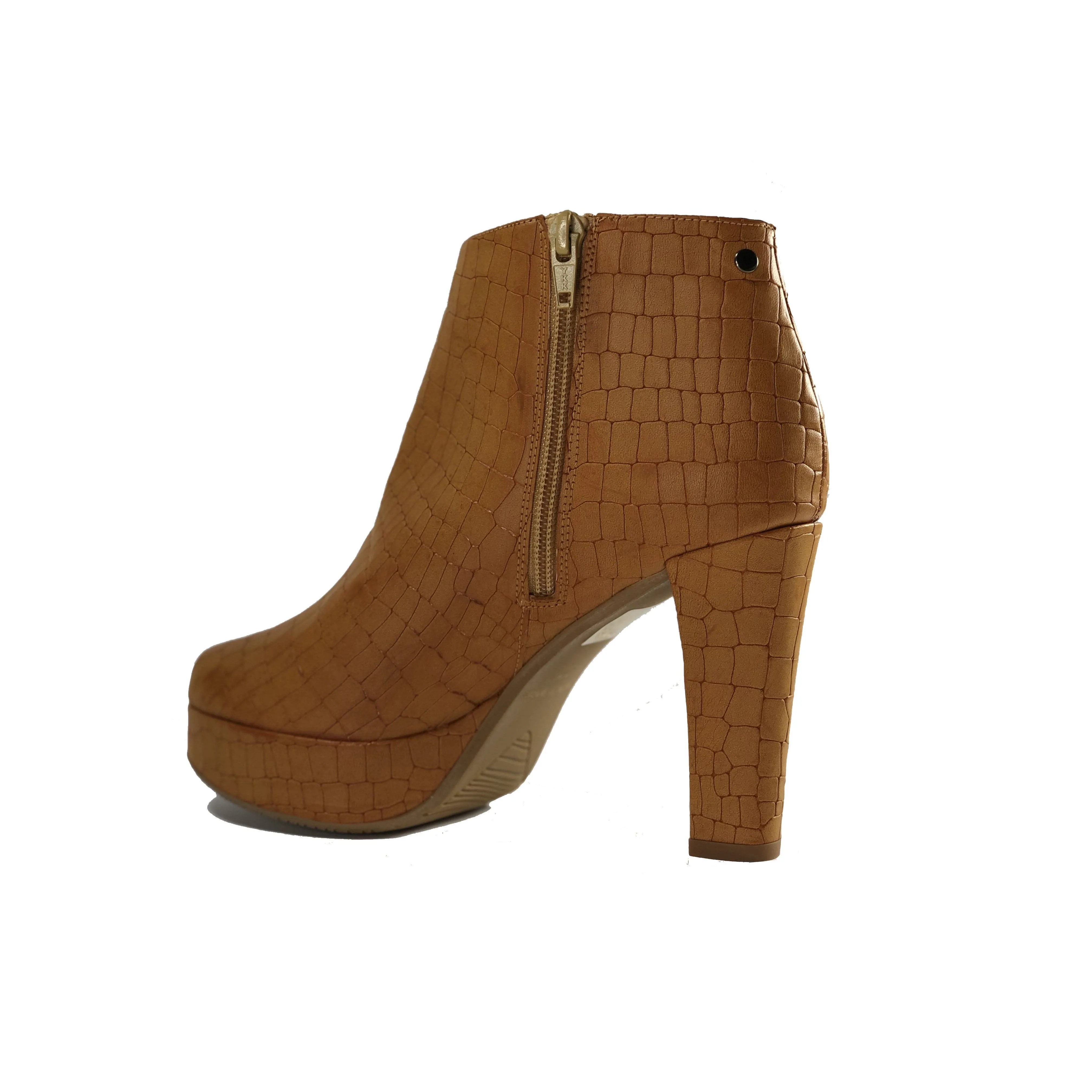 'Melissa' vegan-leather bootie by Zette Shoes - tan croc