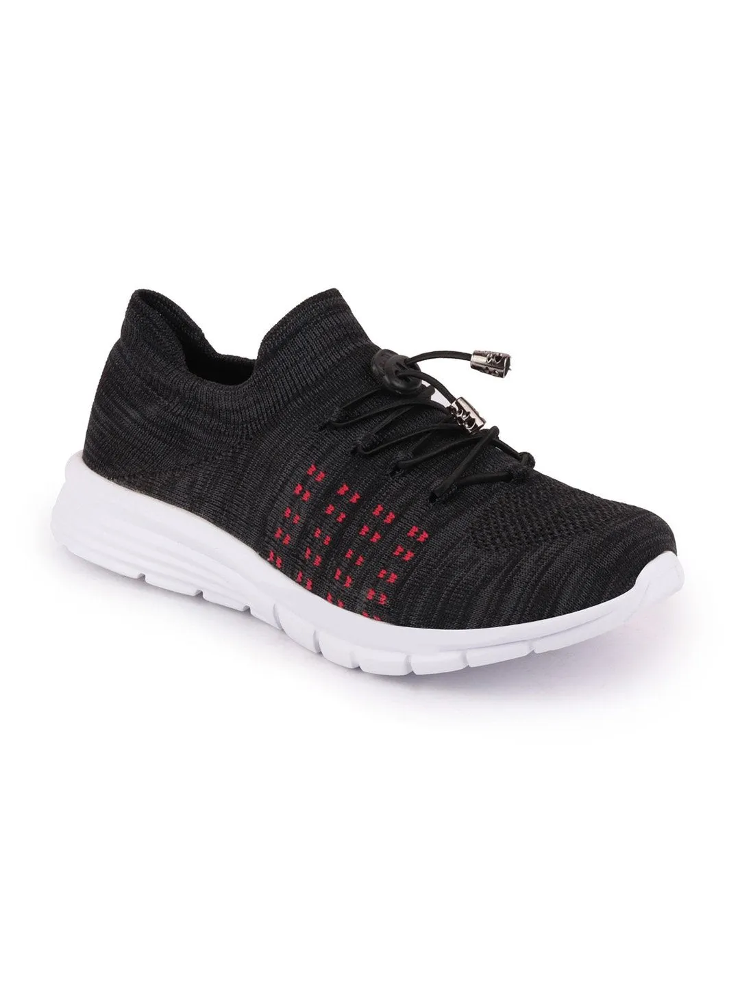 Men Black Sports Lace-Up Outdoor Running Shoes