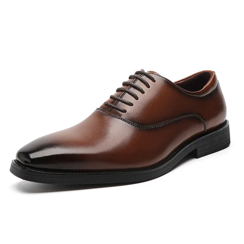 Men Solid Classic Cowhide Minimalist Oxford Shoes