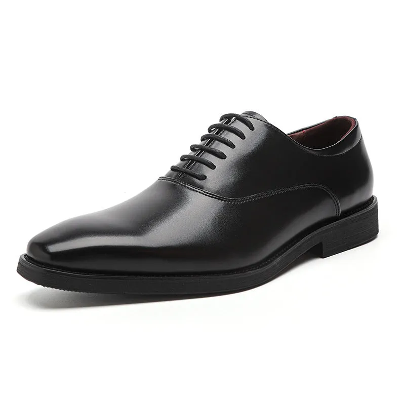 Men Solid Classic Cowhide Minimalist Oxford Shoes