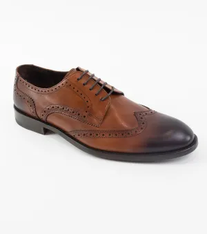 Men's Cognac Wingtip Oxford Shoes