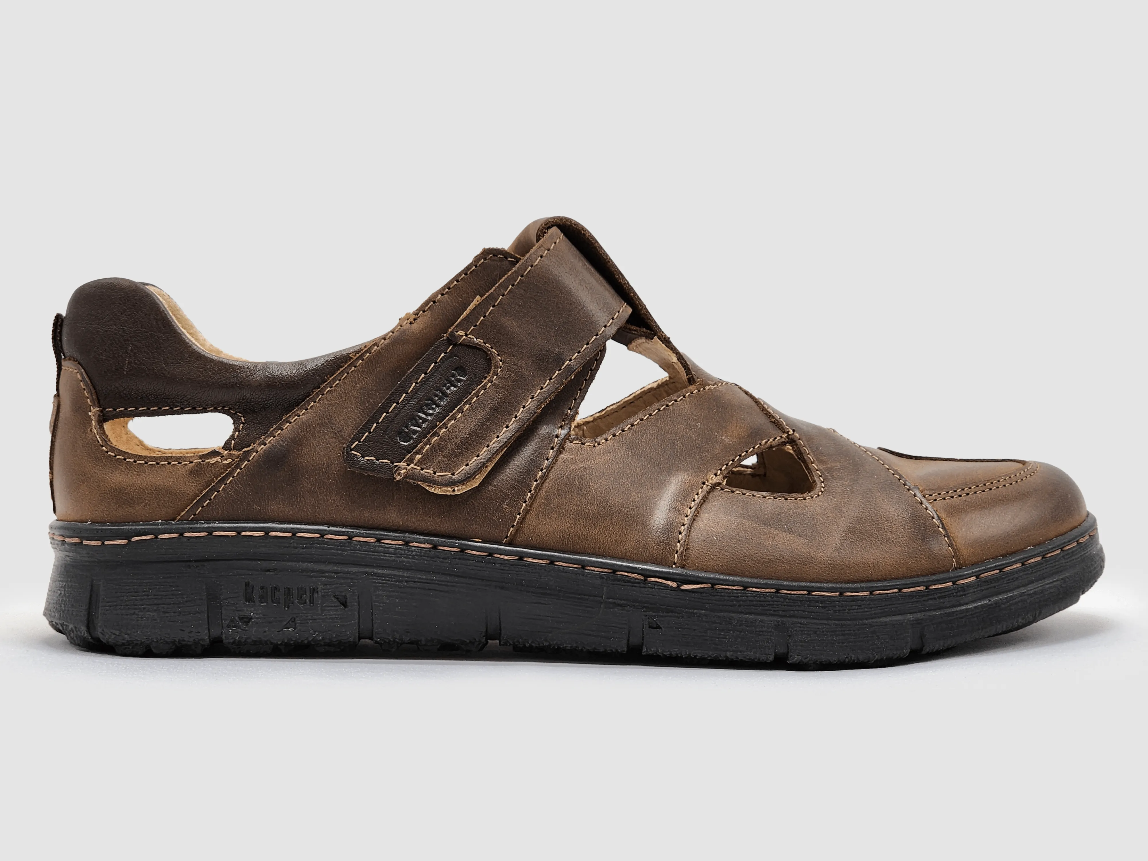 Men's Everyday Closed-Toe Leather Sandals - Brown