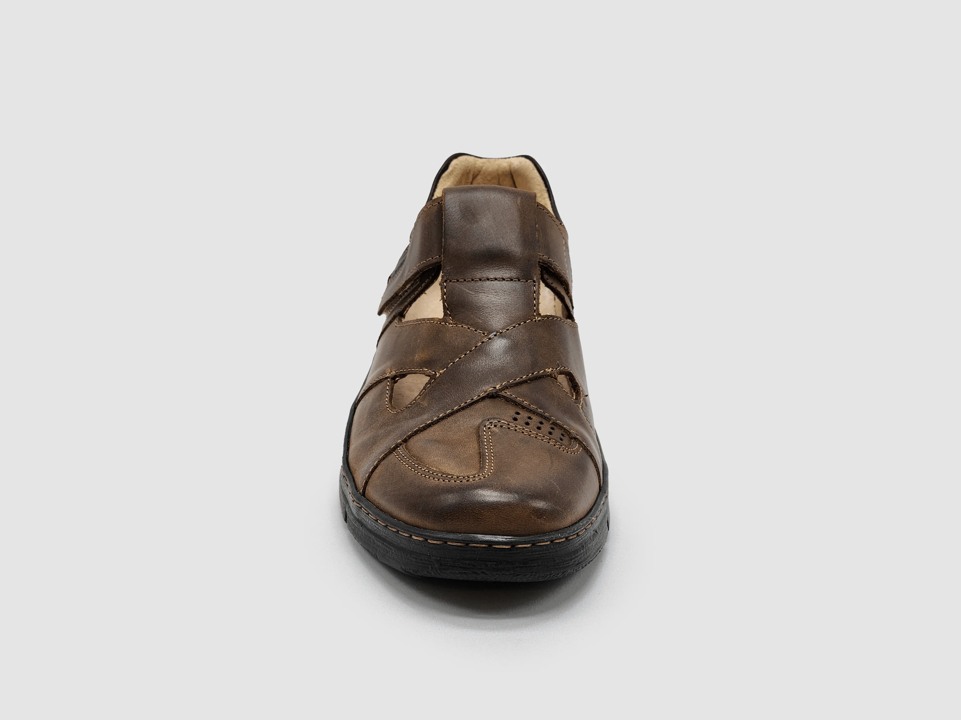 Men's Everyday Closed-Toe Leather Sandals - Brown