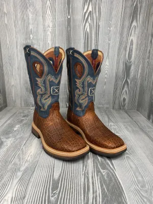 Men's Twisted X Soft Toe Distressed Saddle with 12" Peacock Top - MHM0022