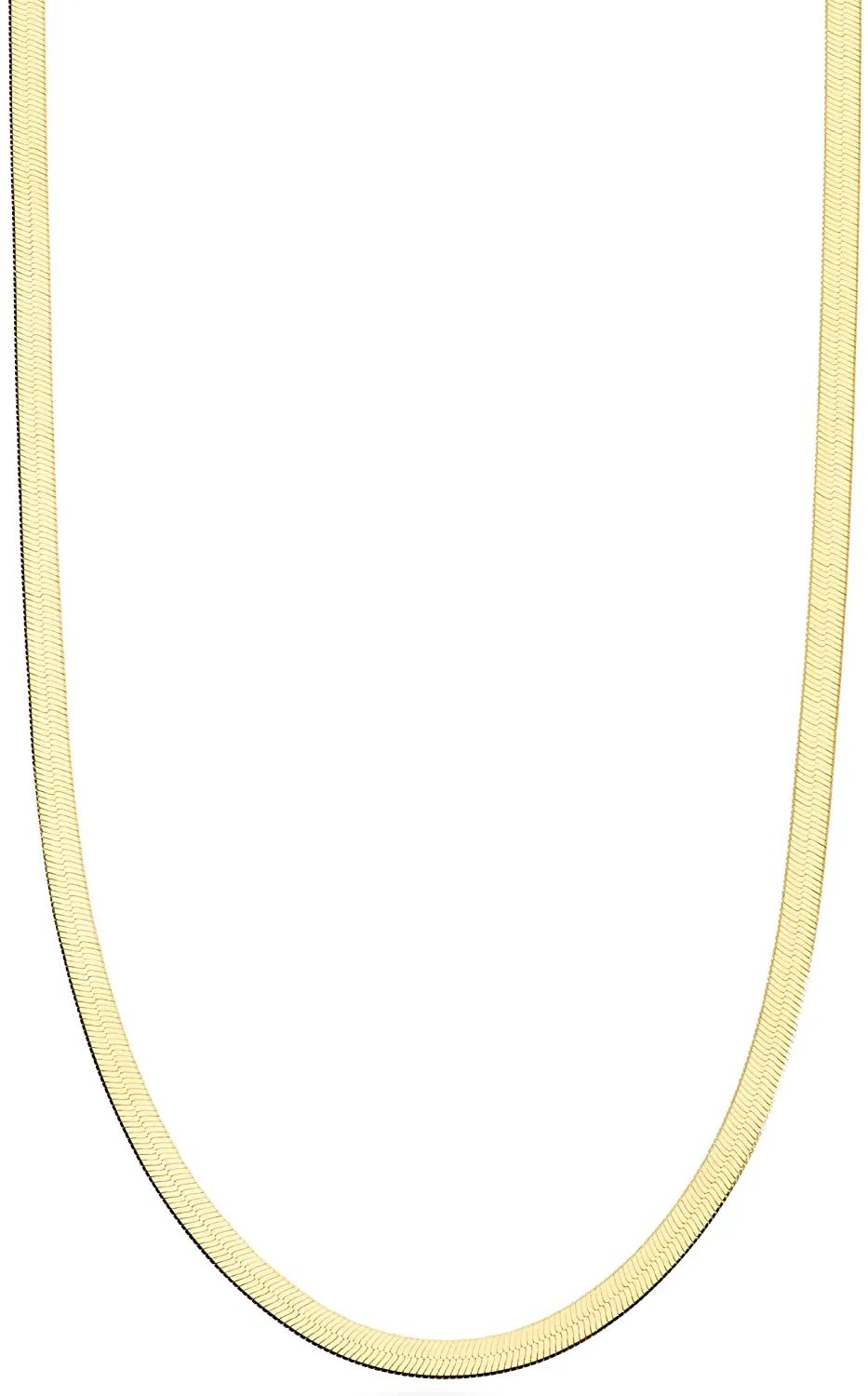 Miabella 18K Gold over Sterling Silver Italian Solid 3.5Mm Flexible Flat Herringbone Chain Necklace for Women Men 16, 18, 20, 22, 24, 26, 30 Inch Made in Italy