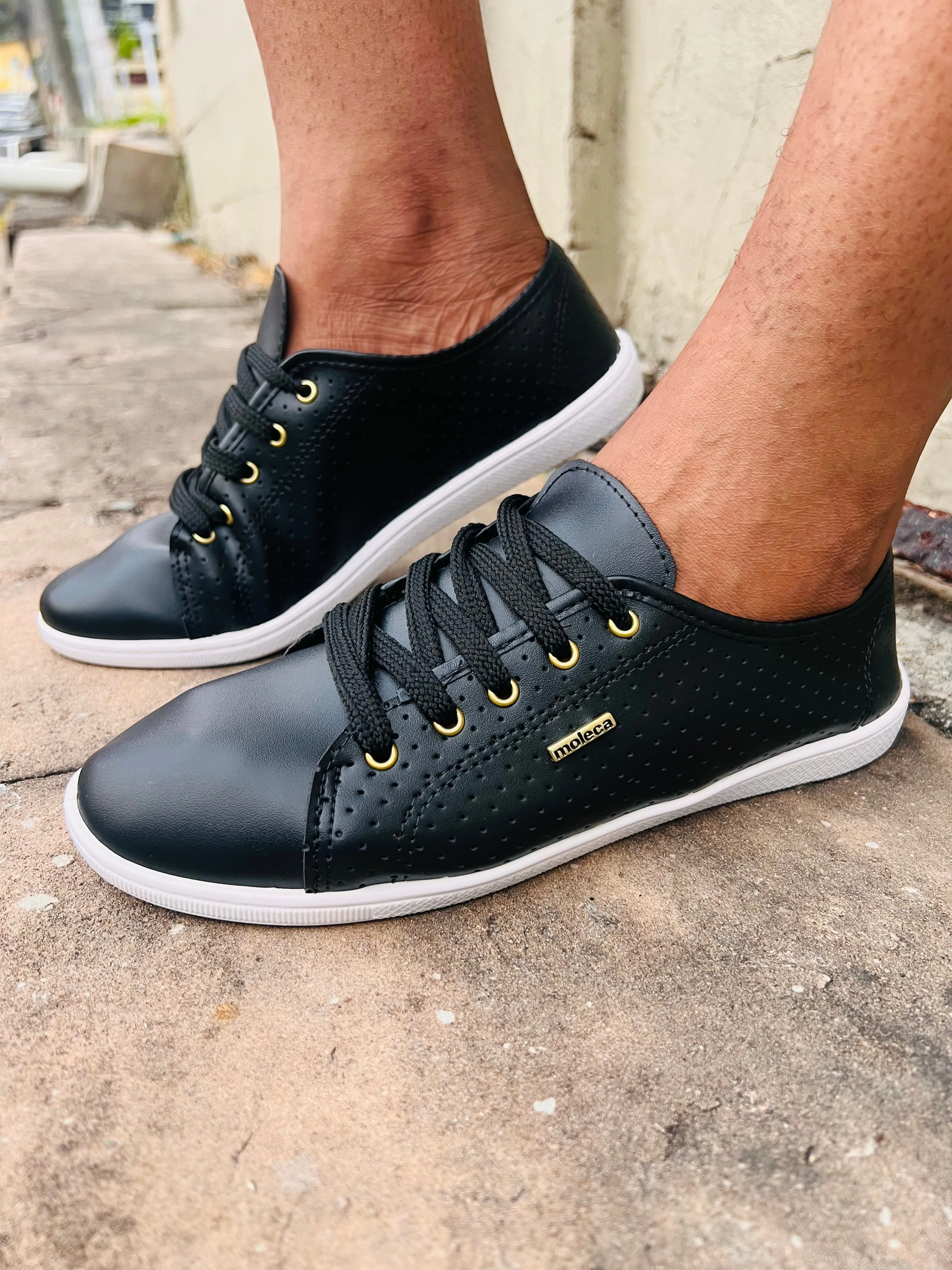 Moleca Perforated Comfort Lace Up Tennis Shoes