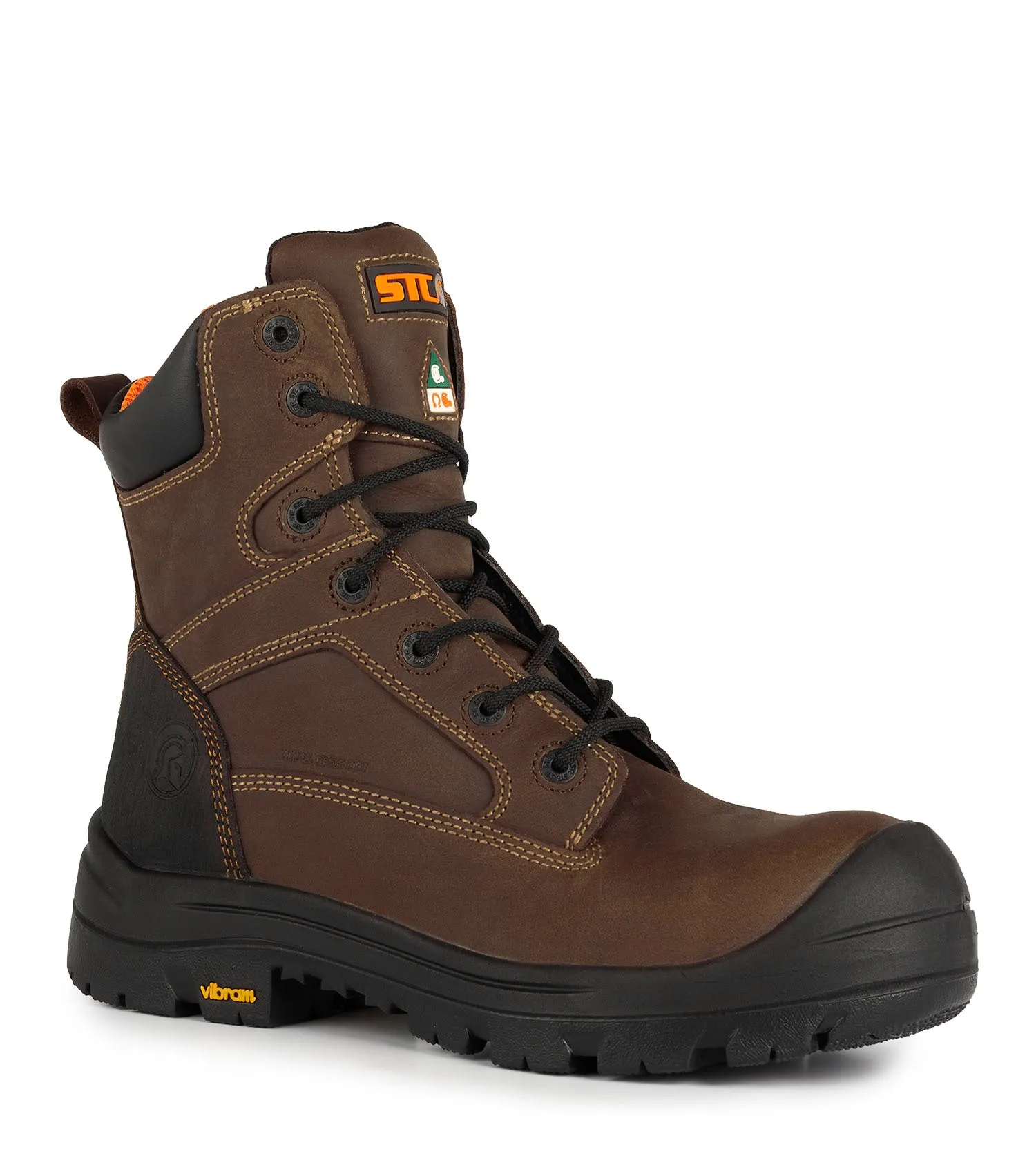 Morgan, Brown | 8" Leather Work Boots | Vibram TC4  Outsole