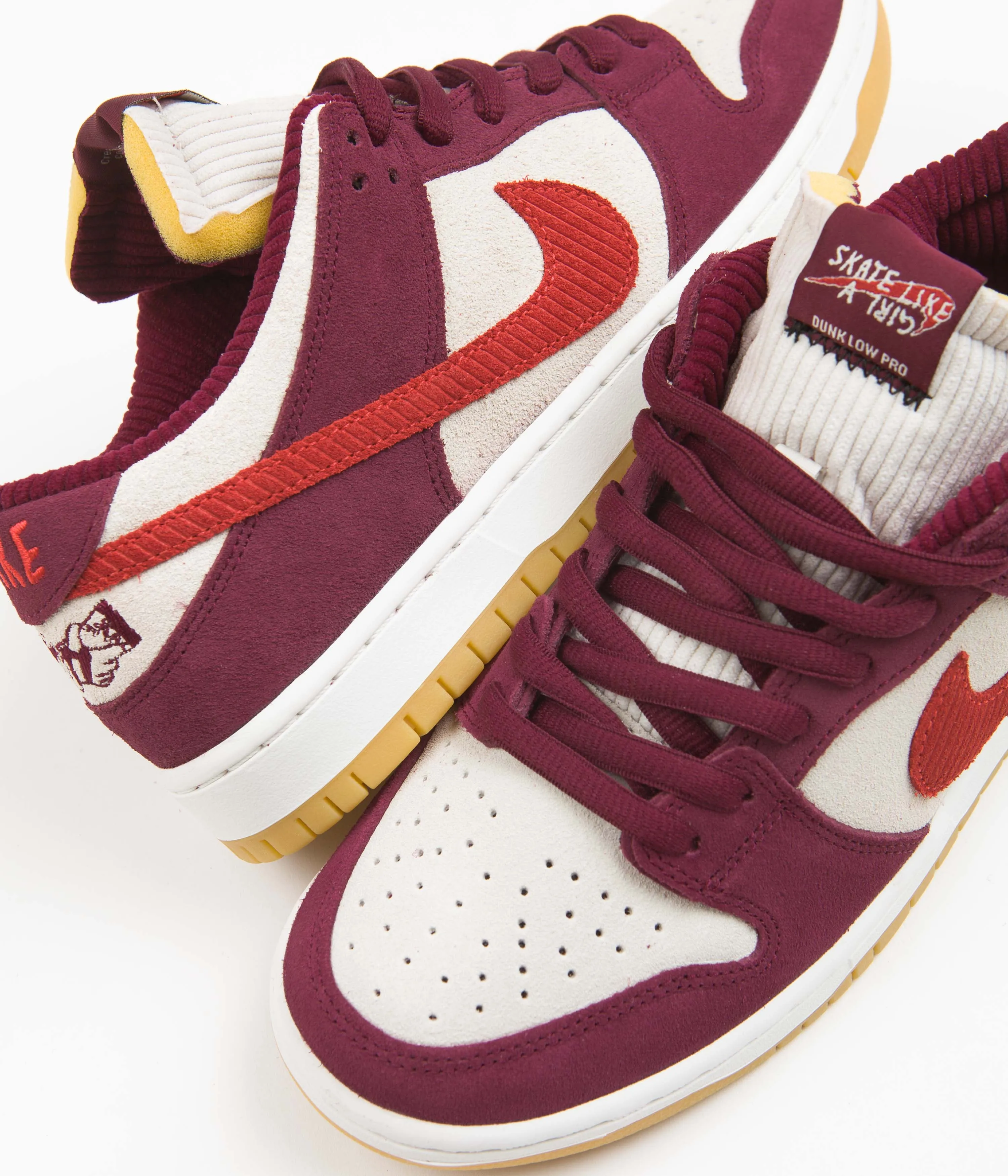 Nike SB x Skate Like A Girl Dunk Low Shoes - Dark Beetroot / Light Crimson - Light Bone