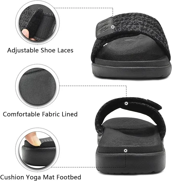 ONCAI Mens Slide Sandals Open Toe Athletic Adjustable Straps Orthotic Plantar Fasciitis Sport Sandals with Size 6.5-14