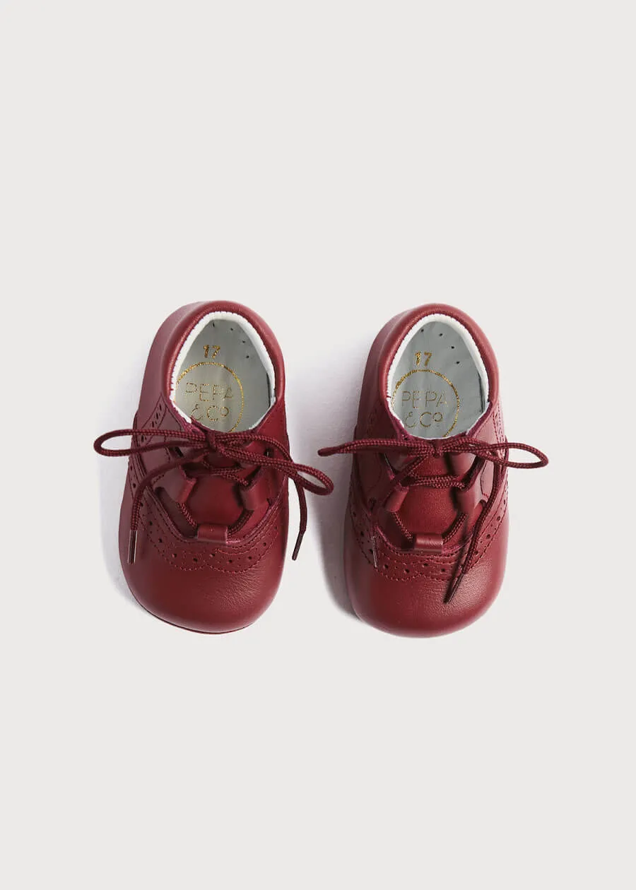 Oxford Pram Booties in Burgundy (17-20EU)