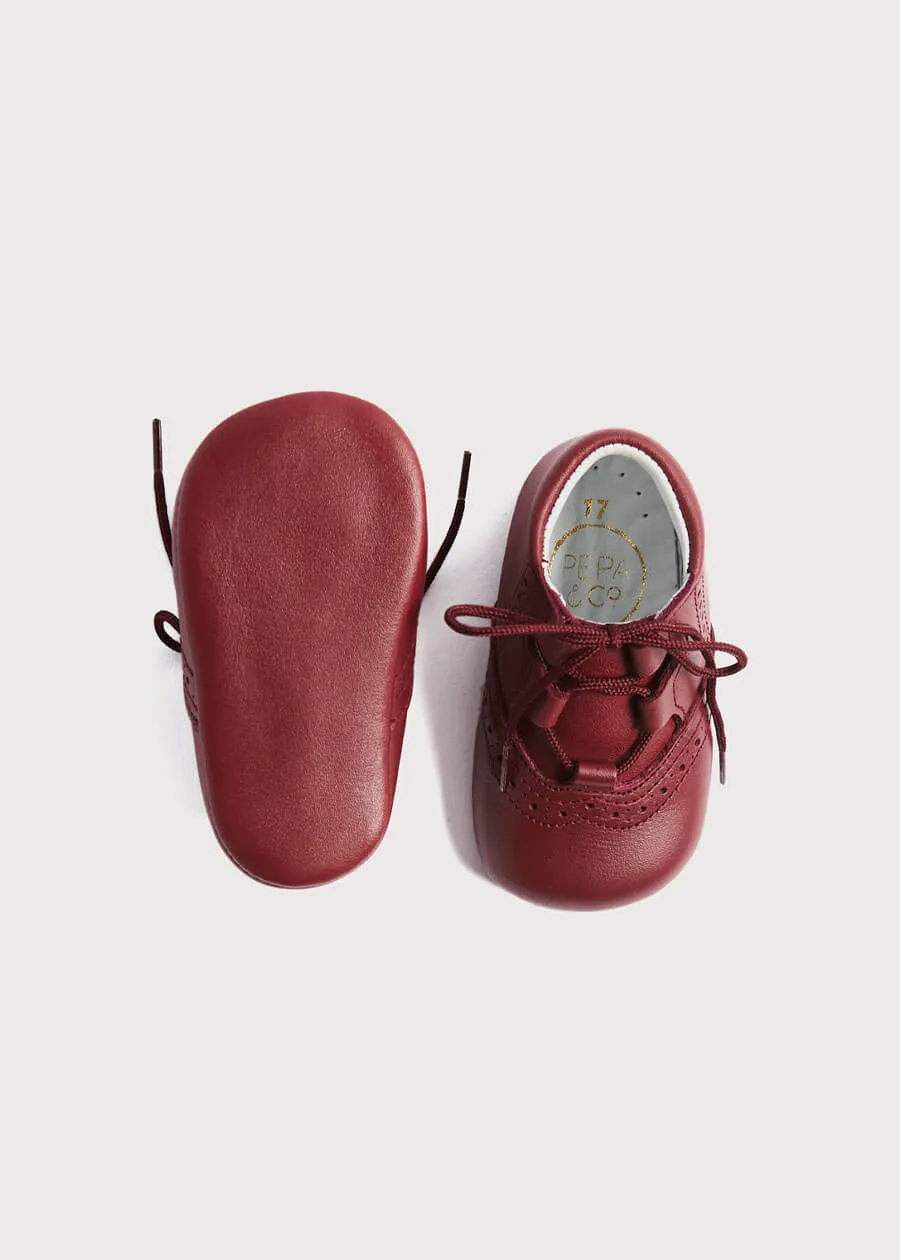 Oxford Pram Booties in Burgundy (17-20EU)