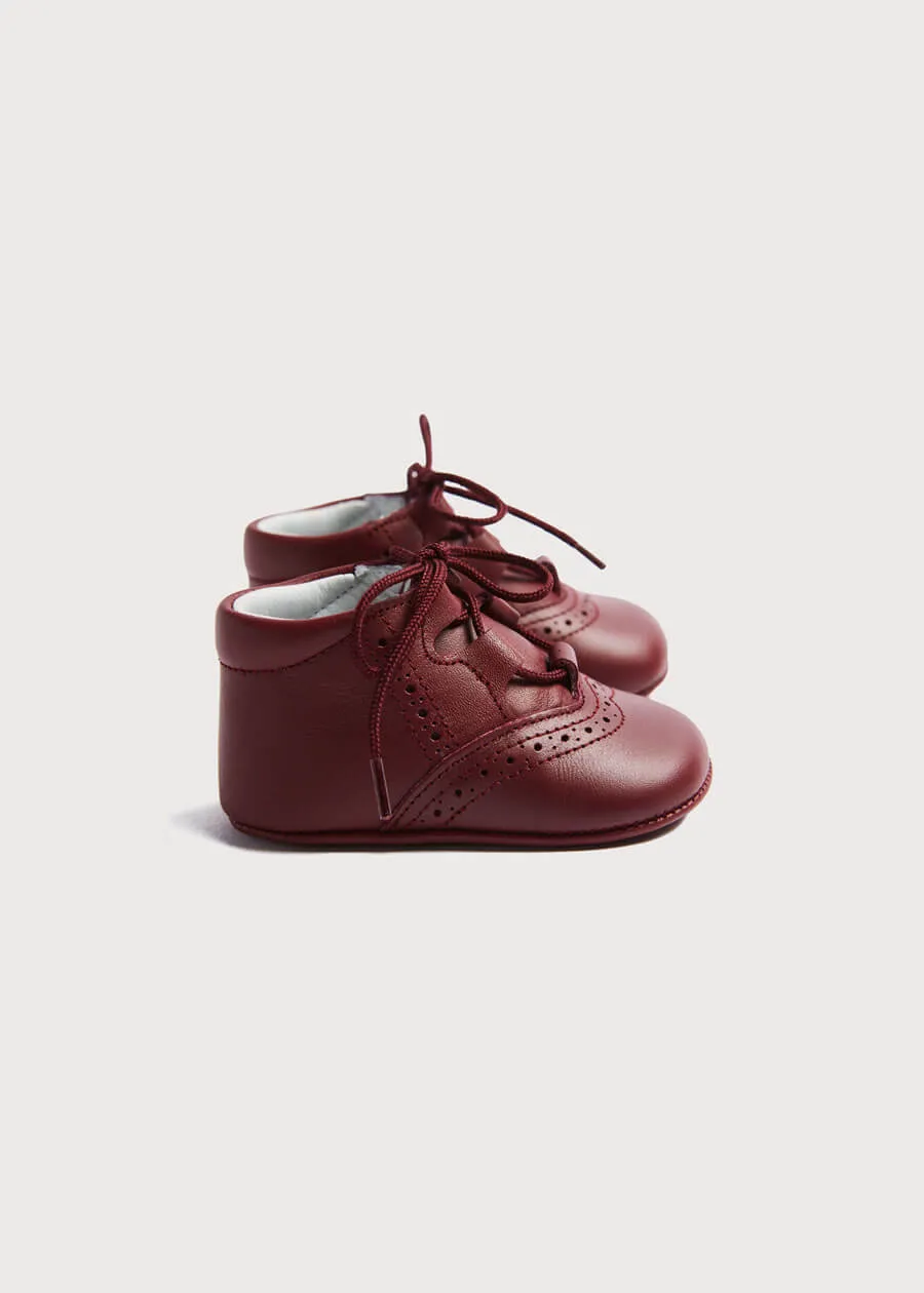 Oxford Pram Booties in Burgundy (17-20EU)