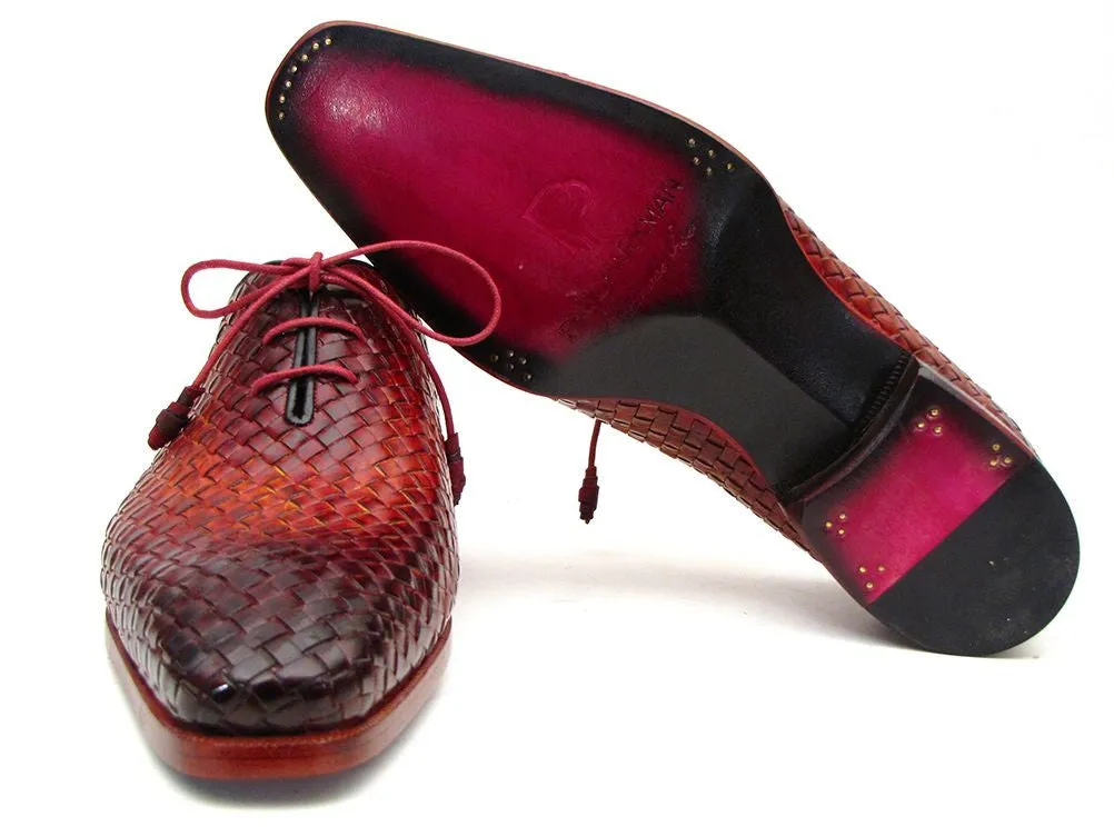 Paul Parkman Bordeaux & Tobacco Woven Leather Oxfords