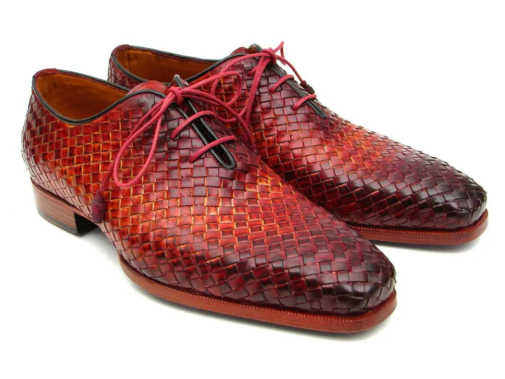 Paul Parkman Bordeaux & Tobacco Woven Leather Oxfords