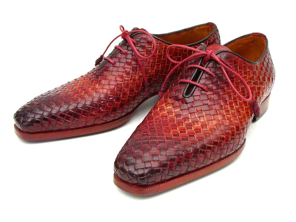 Paul Parkman Bordeaux & Tobacco Woven Leather Oxfords