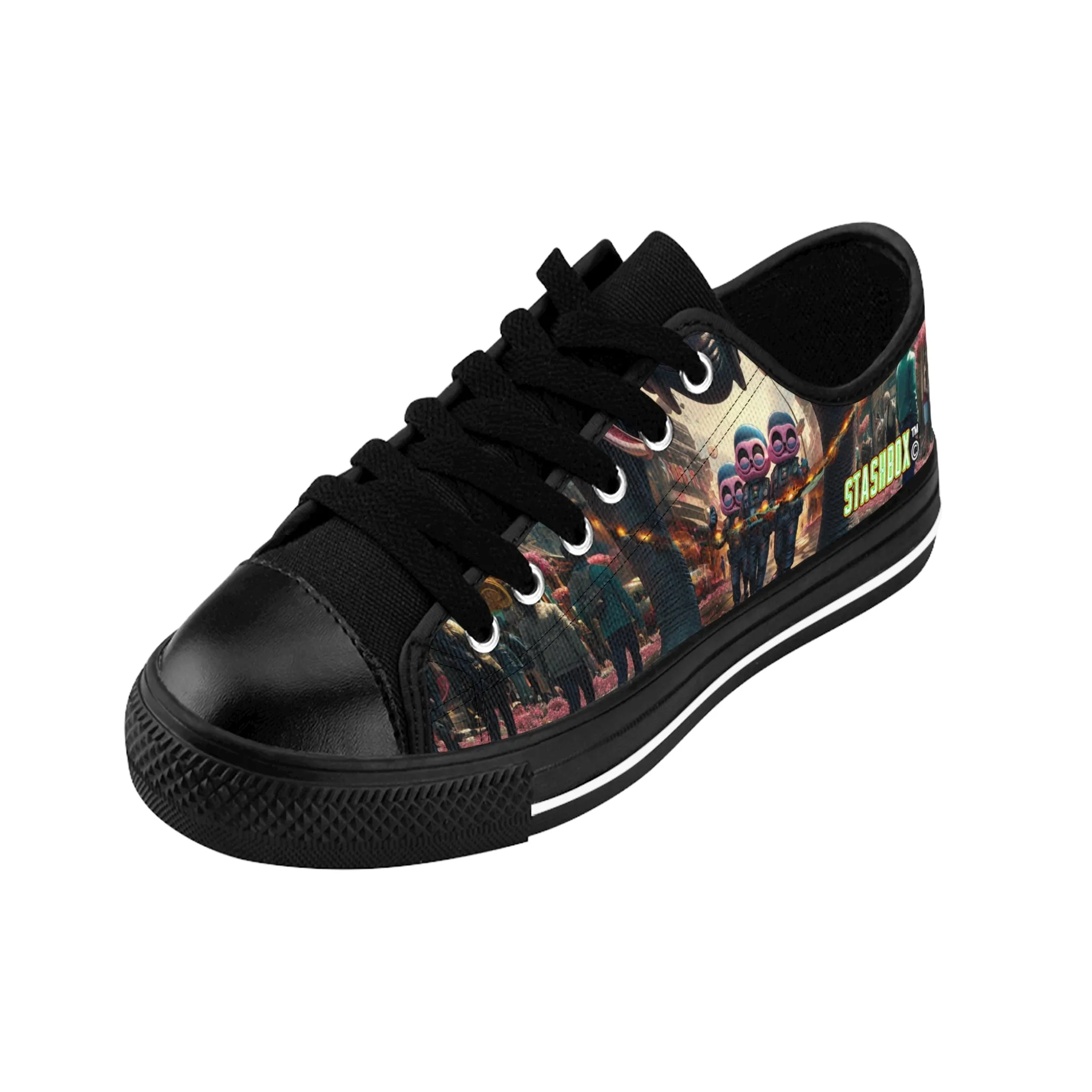 Pink City Aliens Holding Tropical Dreams - Custom Men's Sneakers - Art Design #00x