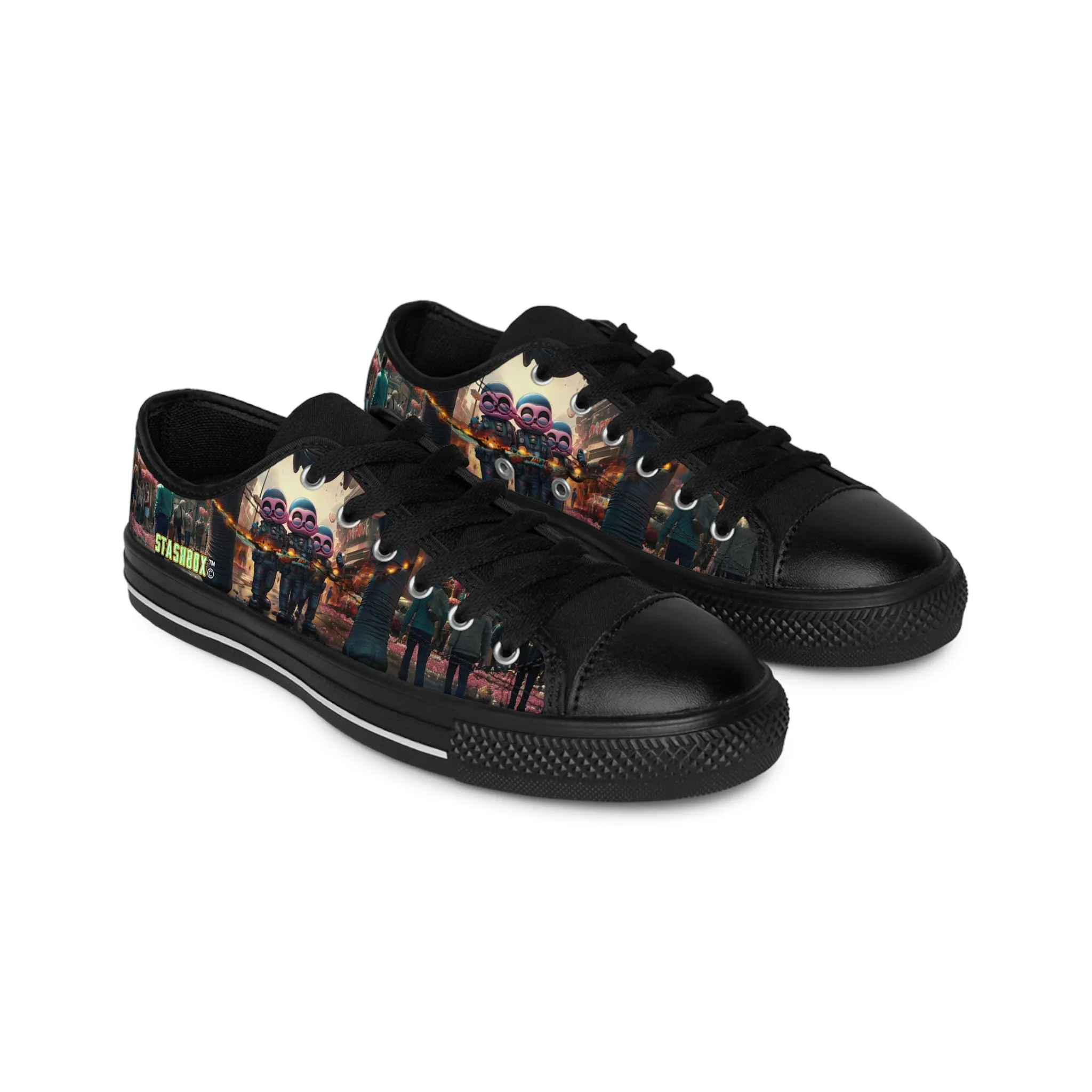 Pink City Aliens Holding Tropical Dreams - Custom Men's Sneakers - Art Design #00x