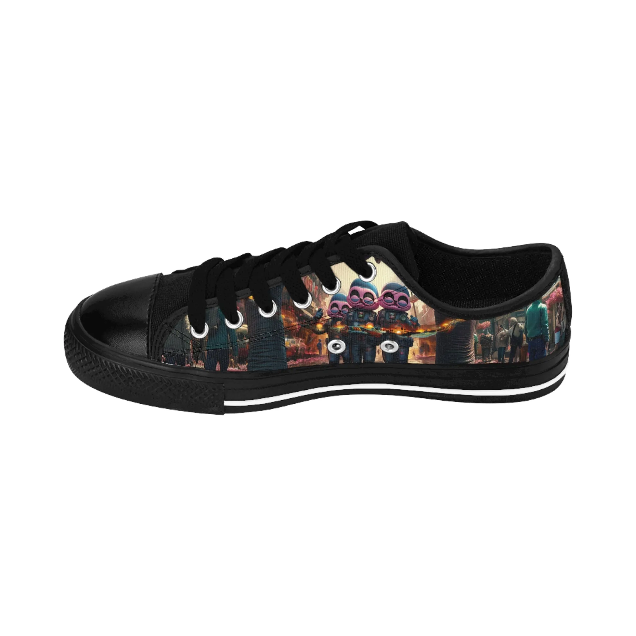 Pink City Aliens Holding Tropical Dreams - Custom Men's Sneakers - Art Design #00x