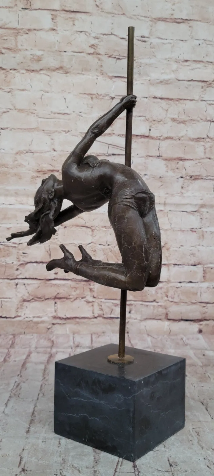 Pole Dancing Bronze Sculpture Classic Female Dancer Lost Wax Collectible Statue