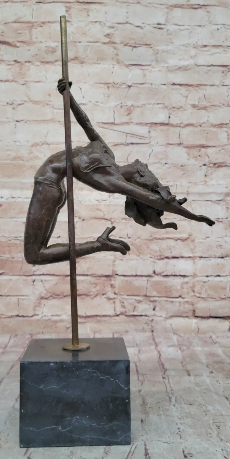 Pole Dancing Bronze Sculpture Classic Female Dancer Lost Wax Collectible Statue