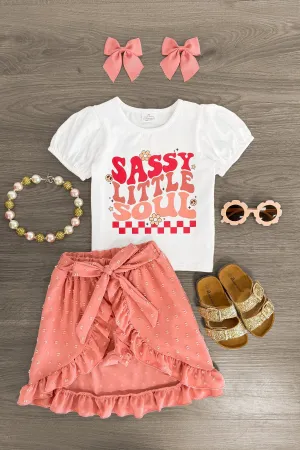 "Sassy Little Soul" Pink Hi-Low Skort Set