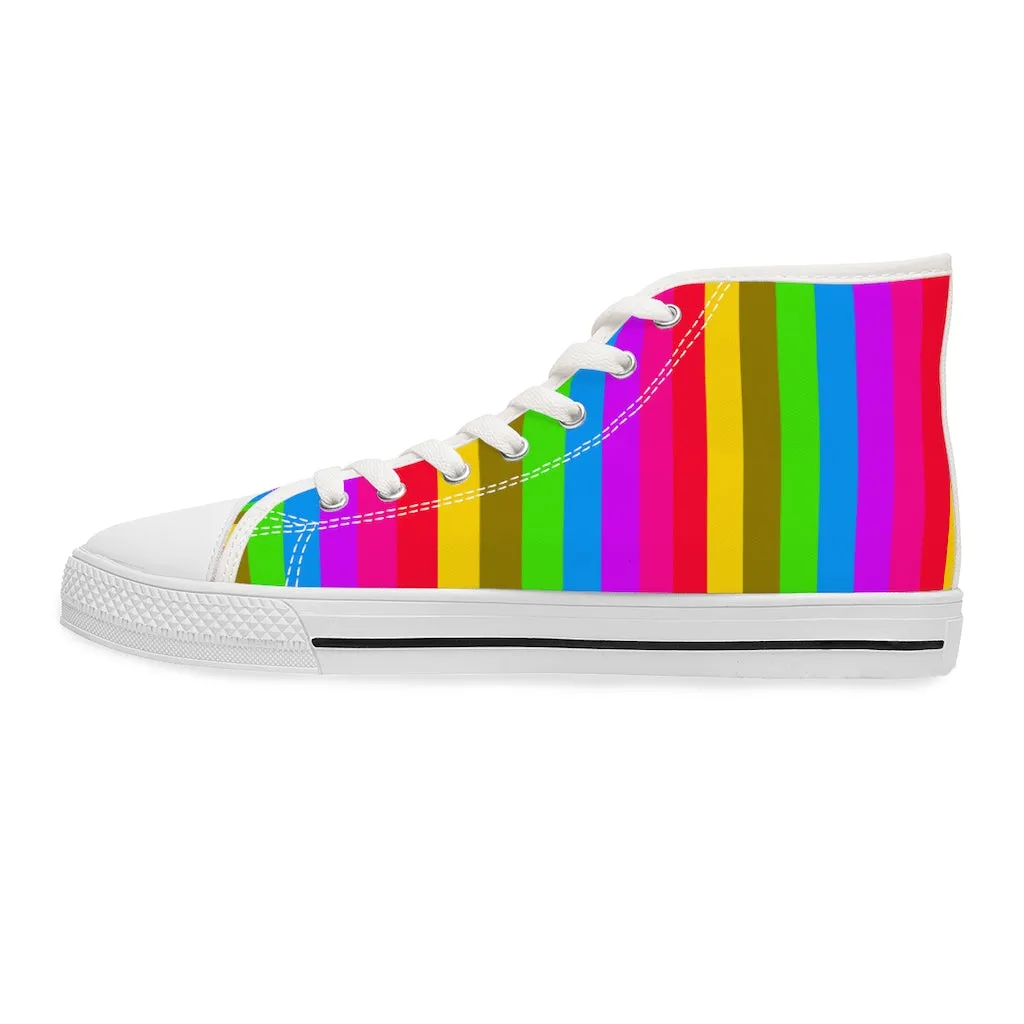 Rainbow Striped Women's High Tops