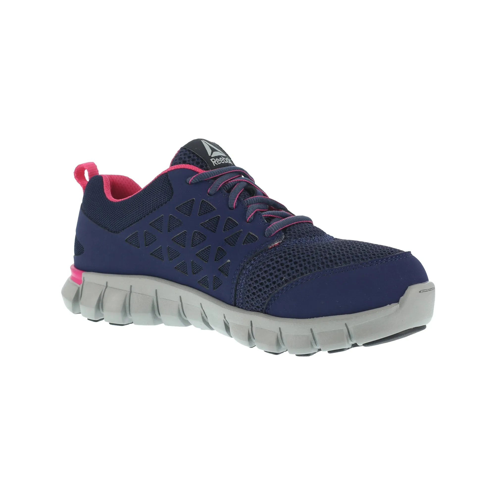 Reebok Womens Navy & Pink Mesh Work Shoes Alloy Toe Oxfords