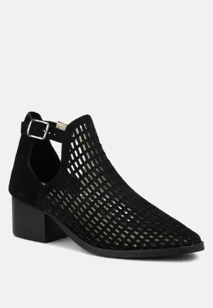 ROSALYN Black Block Heeled Cut-Out Sandal