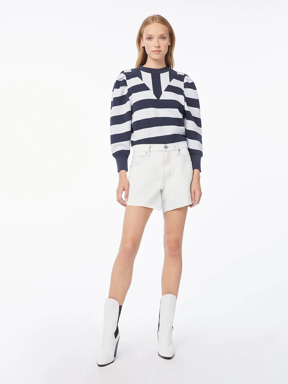 Rugby Shirred Sweatshirt -- Ciel Multi