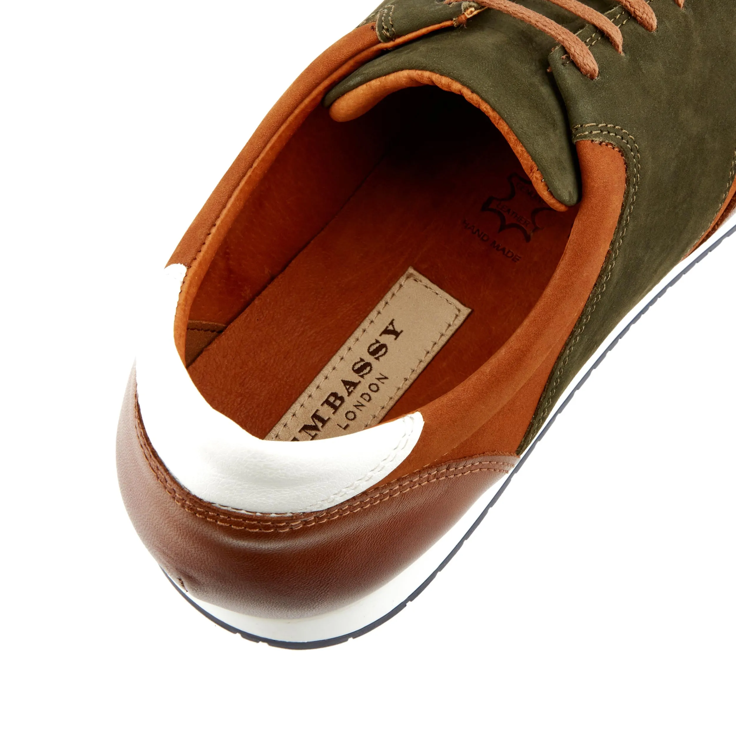 San Francisco - Brown - Men's low top leather & suede trainer in brown & green