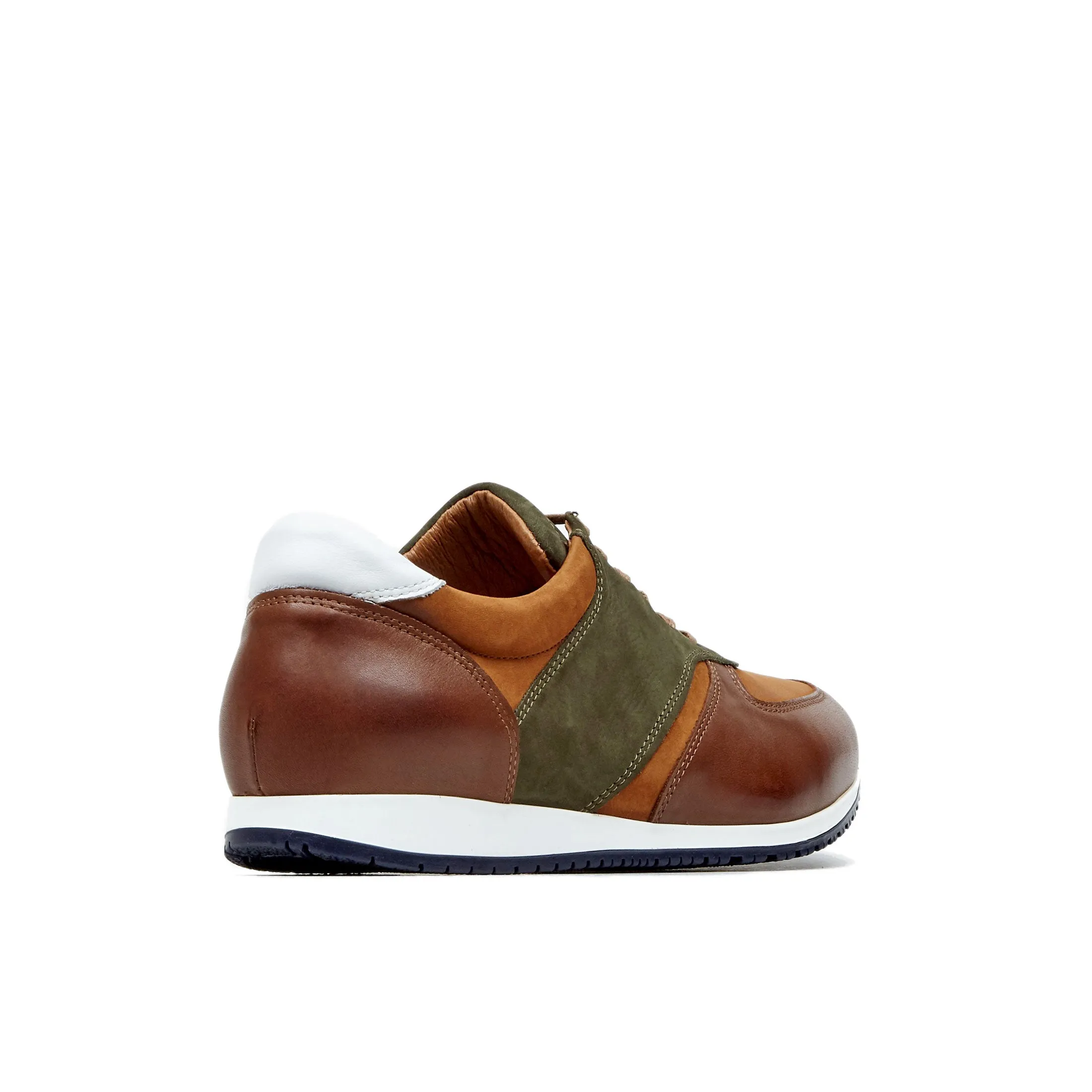 San Francisco - Brown - Men's low top leather & suede trainer in brown & green