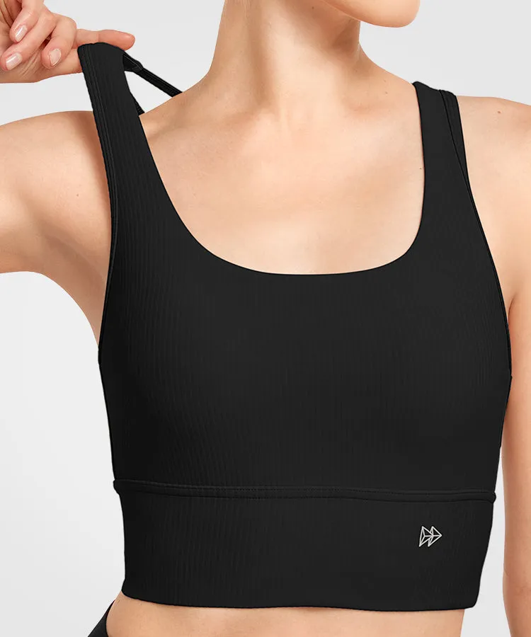 Shift Scoop Neckline Crossback Strappy Padded Yoga Bra | Women's Light Support Sports Bra