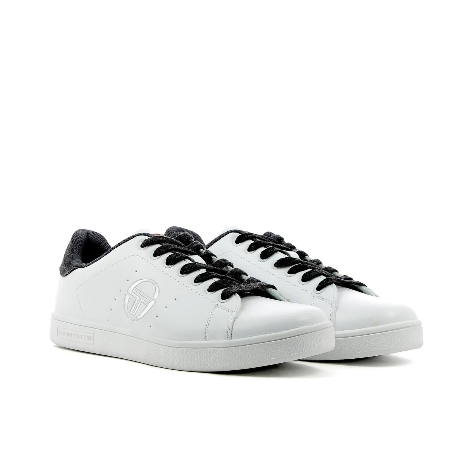 Sneakers tennis bianche da uomo in pelle con logo