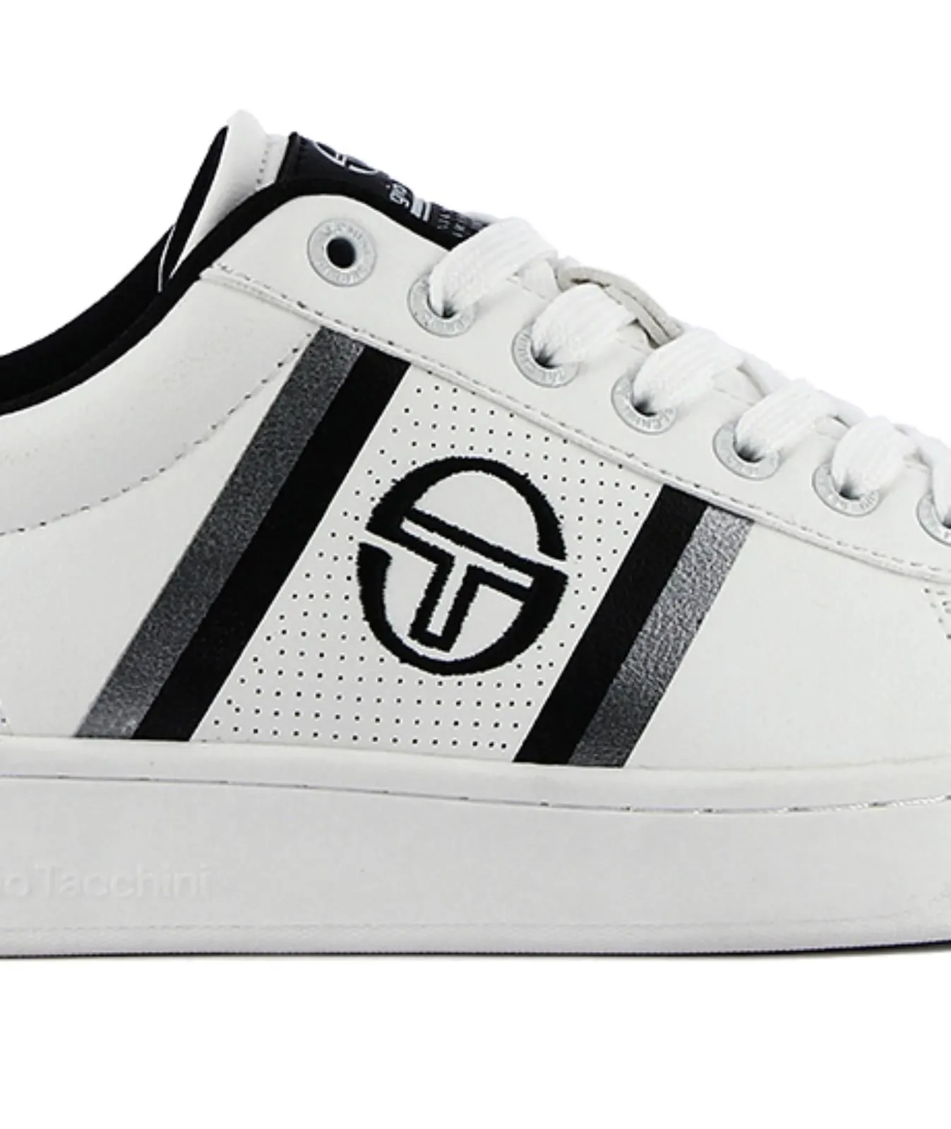 Sneakers uomo da tennis bianche con bande e logo