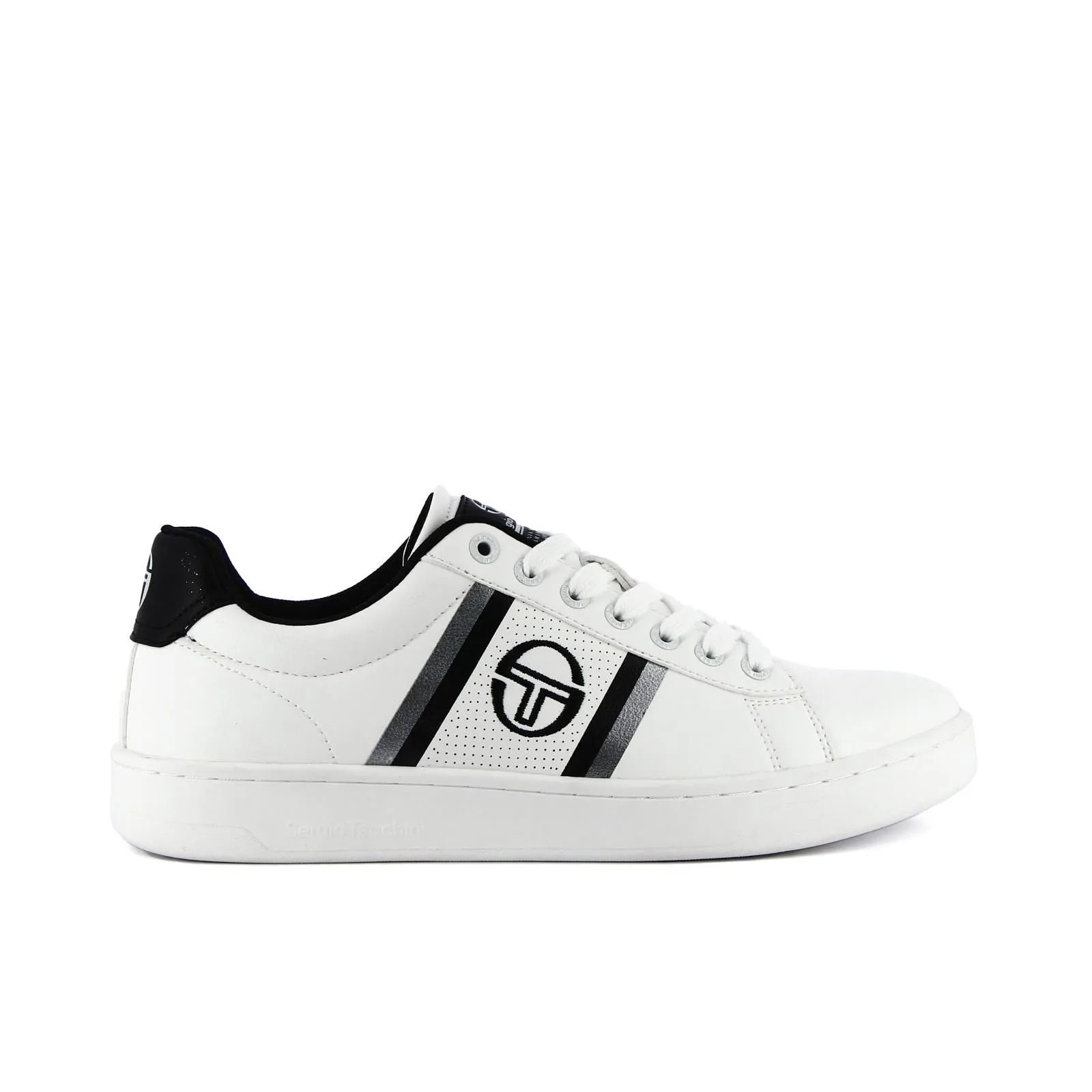 Sneakers uomo da tennis bianche con bande e logo