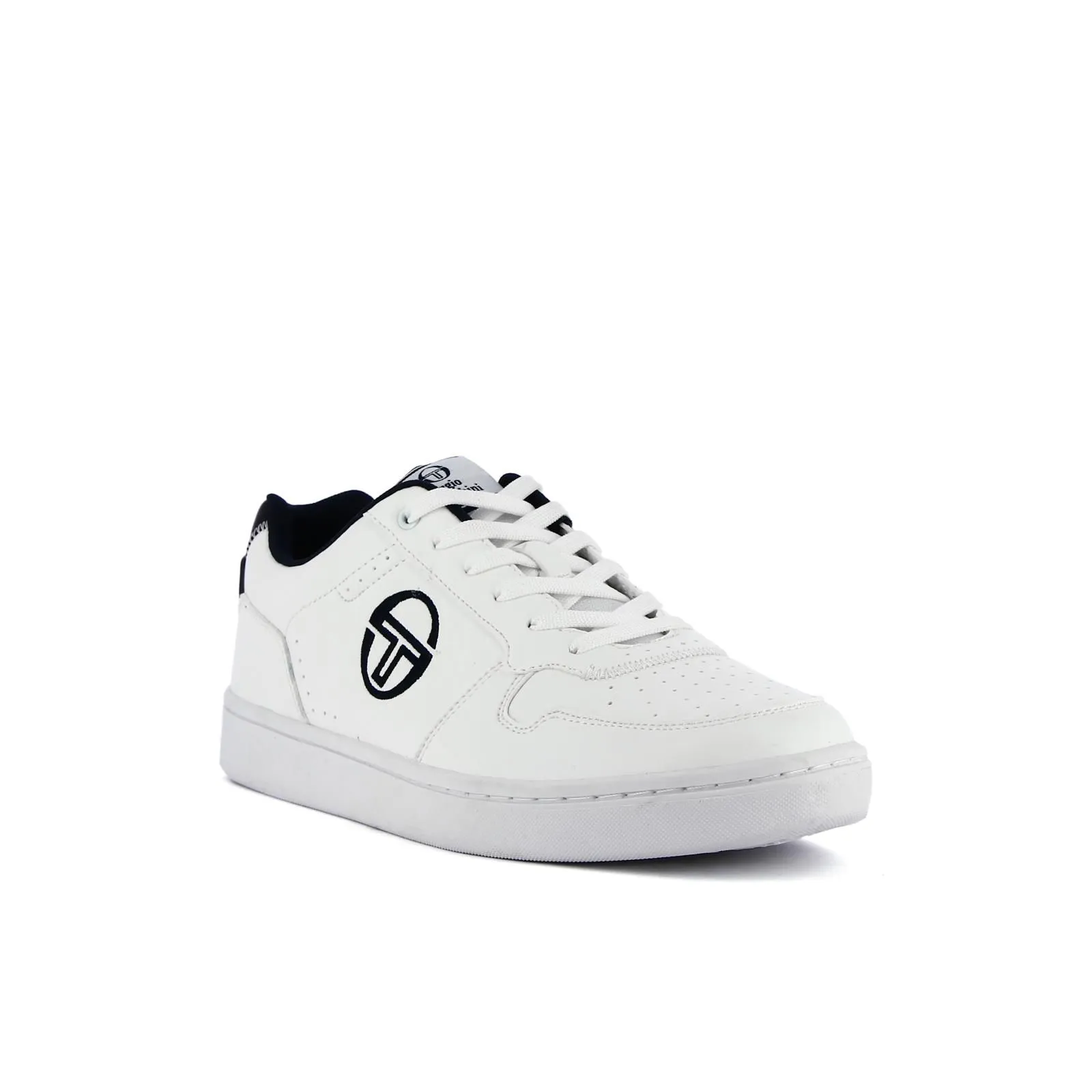 Sneakers uomo da tennis bianche con cuciture e logo